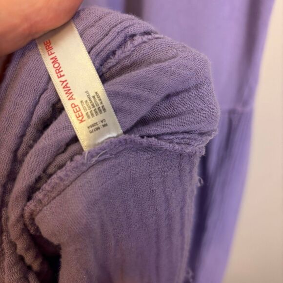 Free People Beach Purple Gauze Short Sleeve Oversized Dress XS - Picture 9 of 9